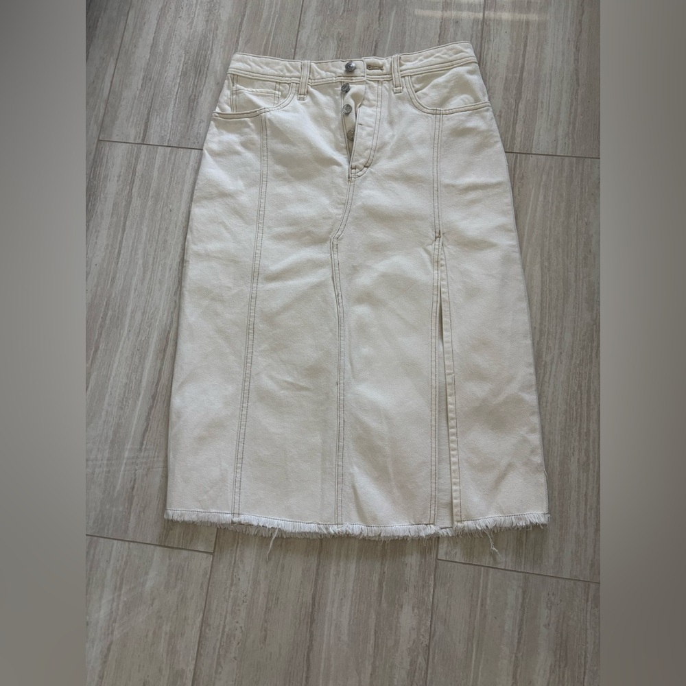 We The Free Women’s White Denim Long Midi Skirt Size 28